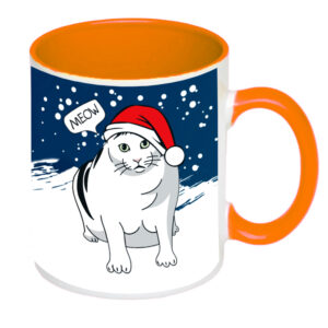 Чашка з принтом, друк макету «Кіт Бендер» / Кружка новорічна з символом року (колір помаранчевий)(16741 |)