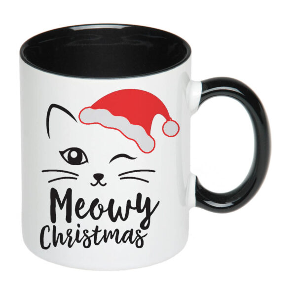 Чашка з принтом, друк макету "Meowy Christmas"