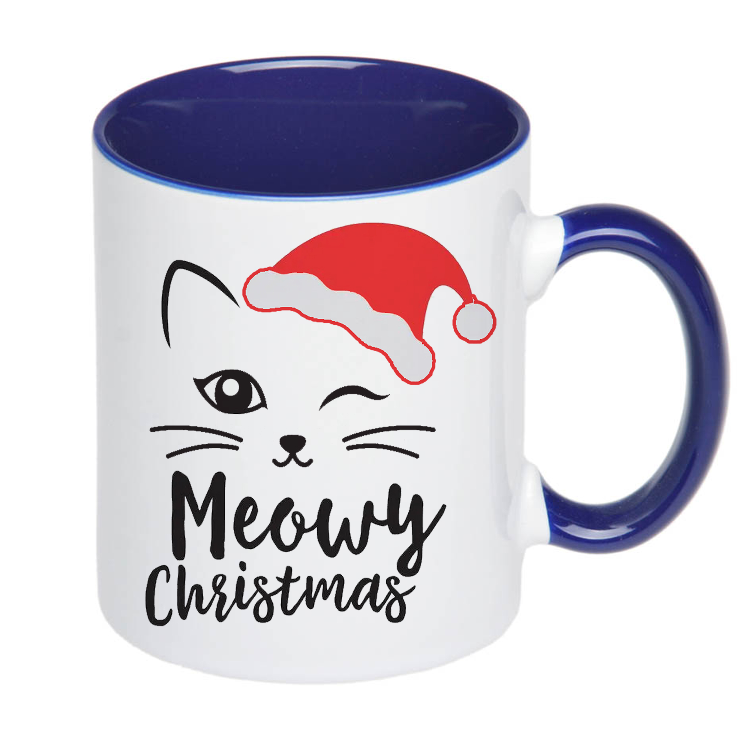 Чашка з принтом, друк макету "Meowy Christmas"