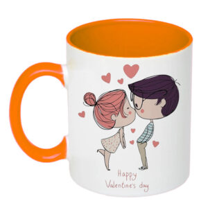Чашка з принтом «З днем Святого Валентина (Happy Valentine’s day)» (колір помаранчевий)(17345)