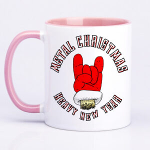 Чашка «Metal Christmas and Heavy New Year» / Кружка новорічний для рокера (колір рожевий)(17264)