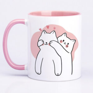 Чашка з принтом «Закохані котики» (колір рожевий)(17694)