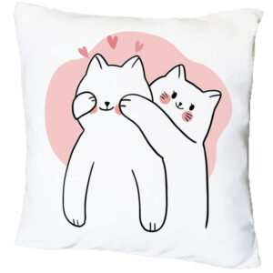 Подушка з принтом "Закохані котики"