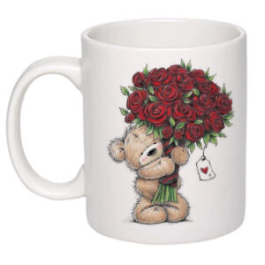 Чашка з  ведмедиком і квітами (колір білий) (18159)