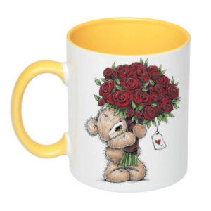 Чашка з ведмедиком і квітами (колір жовтий) (18186)