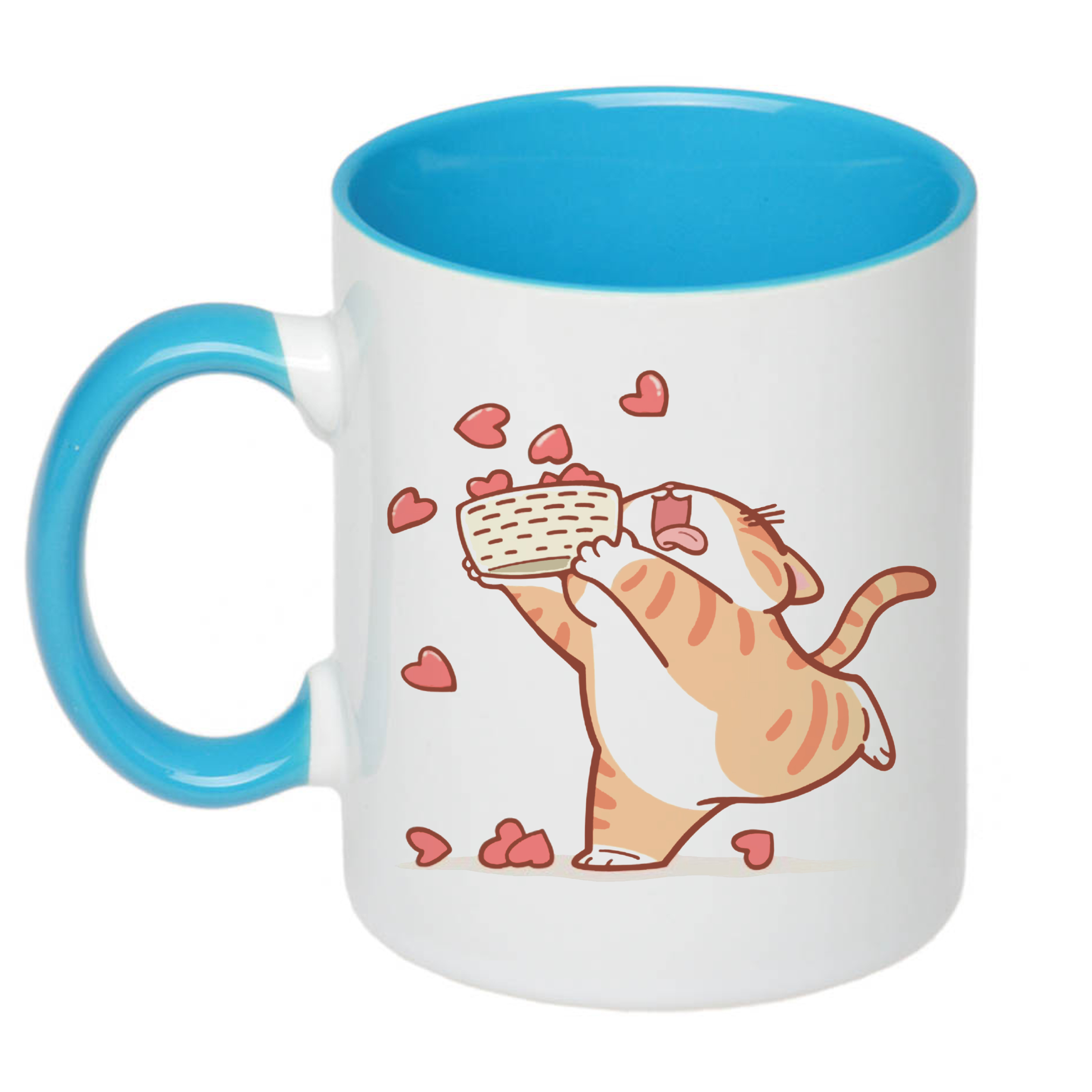 Чашка з принтом "Котик з сердечками"