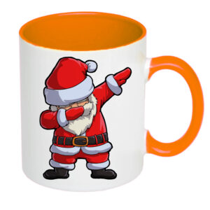 Чашка з принтом, друк макету “Дід мороз деб” / Кружка новорічна з Сантою (колір помаранчевий) (16632)
