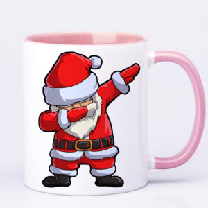 Чашка з принтом, друк макету “Дід мороз деб” / Кружка новорічна з Сантою (колір рожевий) (16633)