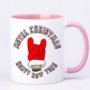 Чашка «Metal Christmas and Heavy New Year» / Кружка новорічний для рокера (колір рожевий)(17264)