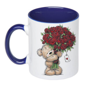 Чашка з ведмедиком і квітами (колір синій) (18180)